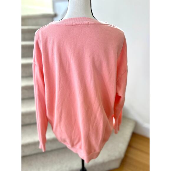 Wildfox Peach Pink Oversize Heart Front Long Sleeve Sweatshirt - Picture 3 of 5